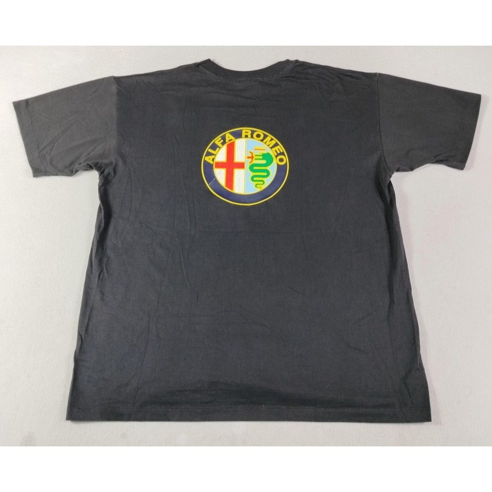 Vintage Hanes Shirt Mens XL Black Alfa Romeo Auto Parts Graphic Car Racing Tee